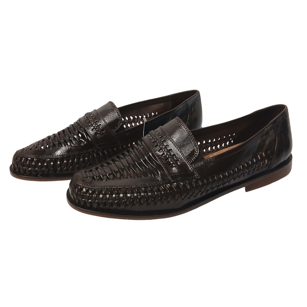 Deer Stags Mens Woven Huarache Loafers Dark Brown Dress Shoes 9.5M New